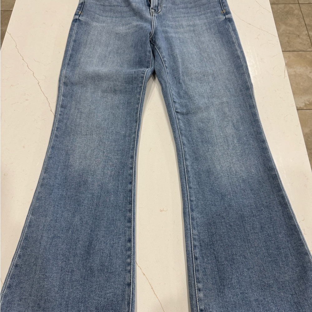 Hidden Jeans- Ankle Flare Style distressed hem.